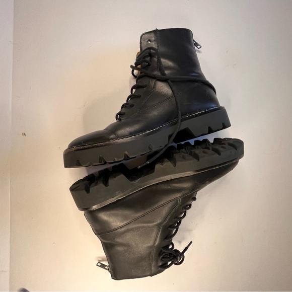 Madewell Patti Black Leather Boots Women’s 5.5 Lace-up Combat Moto Zipper - Picture 7 of 9